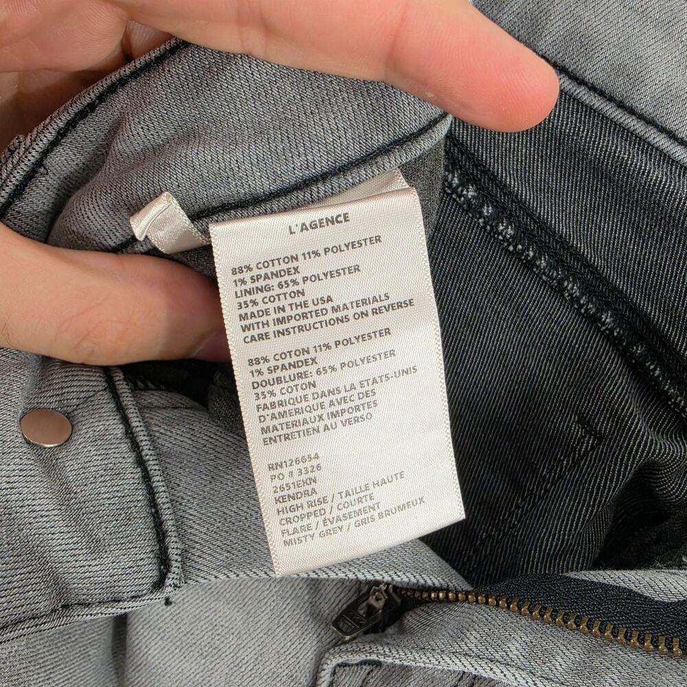 L Agence Jeans 24 Kendra High Rise Cropped Flare Grey Denim Casual Chic Work - Picture 7 of 13